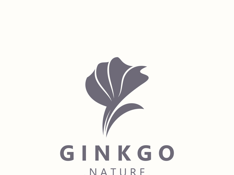 Ginkgo leaf biloba logo nature. Healthy ingredient that is used in medicine for disease treatment with line art style design