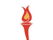 Burning Torch Fire Flame with Pillar column logo design