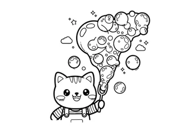 Cute cat with soap bubbles playful vector illustration preview picture