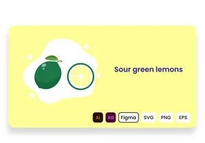 Sour green lemons. Lemon fruit.
