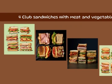Club sandwiches with meat and vegetables preview picture