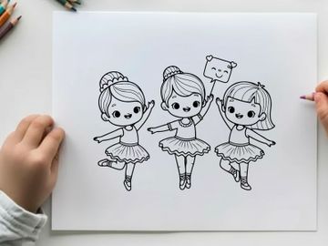 Three ballet dancers performing joyful dance vector illustration preview picture