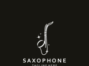 Saxophone music logo design simple modern and minimalist illustration