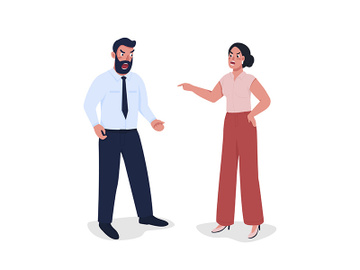 Employee arguing with boss semi flat color vector characters preview picture
