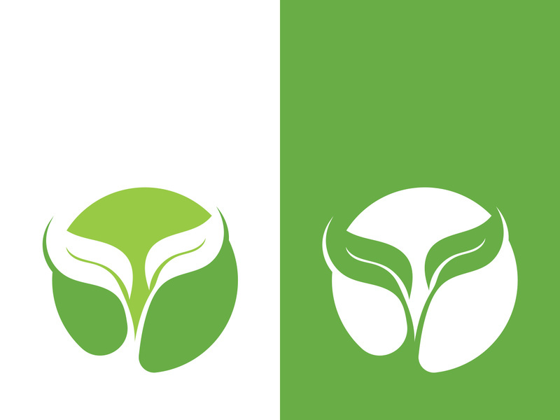 Logos of green tree leaf ecology nature element vector