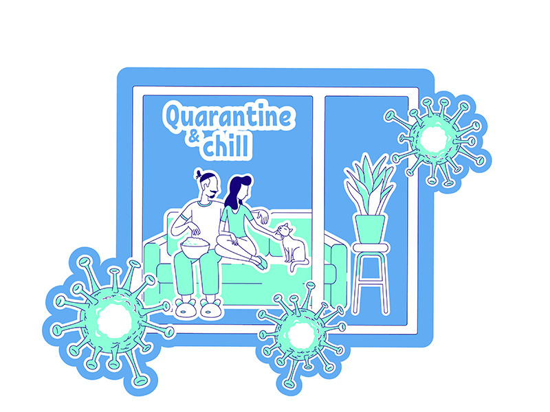 Quarantine and chill thin line concept vector illustration
