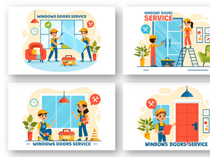 9 Windows and Doors Service Illustration
