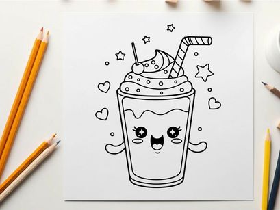 Cute milkshake with face happy drink vector illustration