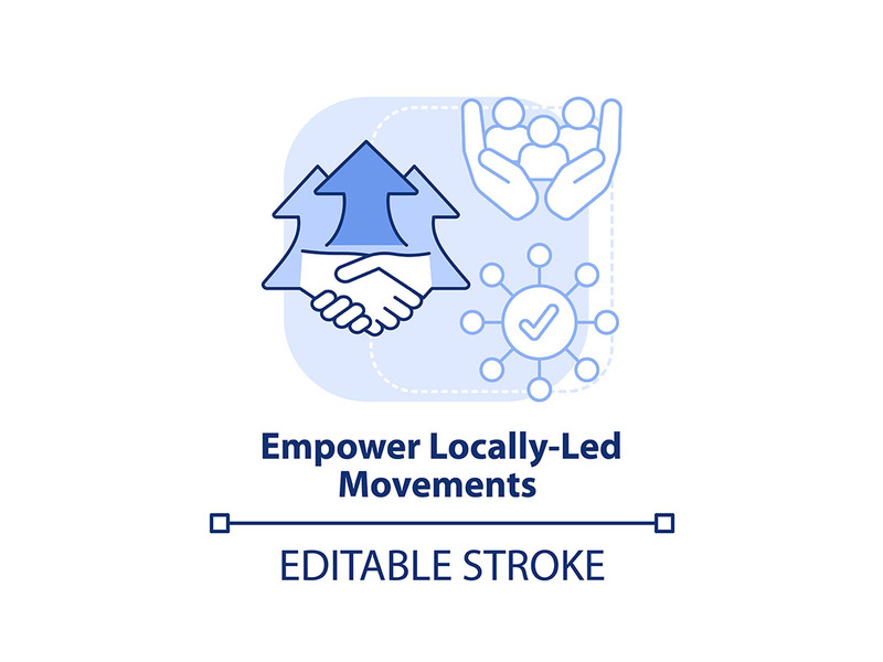 Empower locally led movements light blue concept icon