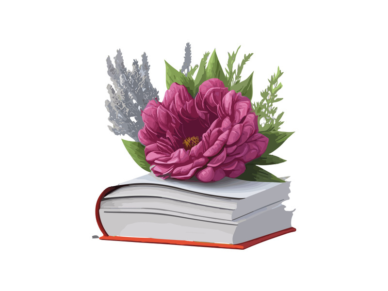 Vector Illustration Books decorated by flowers