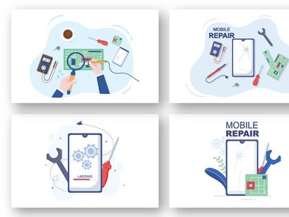 13 Mobile Repair Telephone Illustration