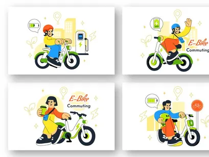 10 E Bike Commuting Illustration