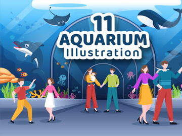 11 Aquarium Flat Illustration preview picture