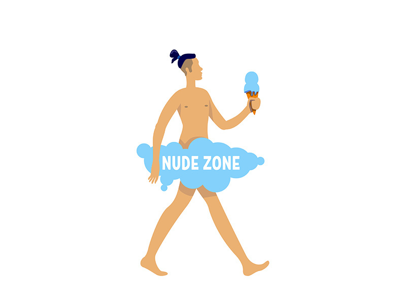 Nudist flat color vector faceless character