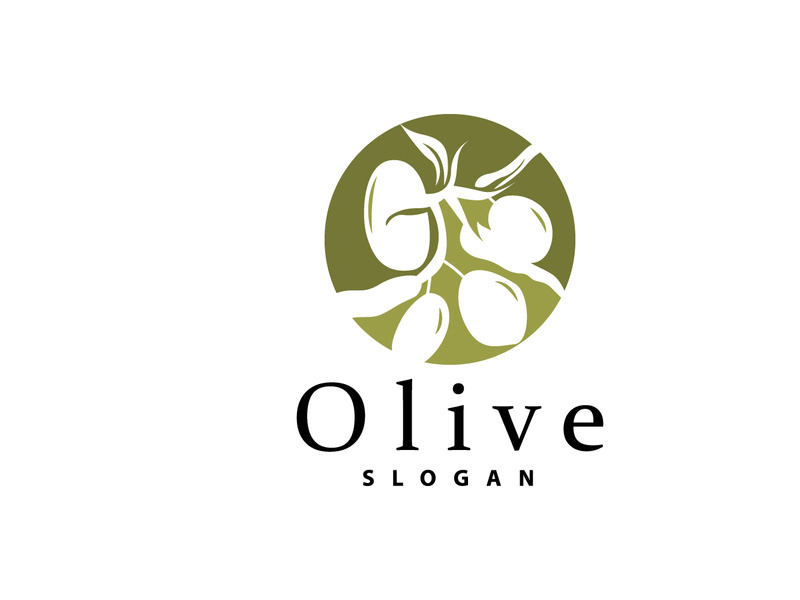 Olive Oil Logo, Olive Leaf Plant Herbal Garden Vector