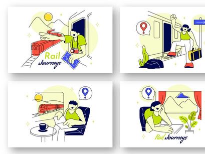 6 Rail Journeys Vector Illustration