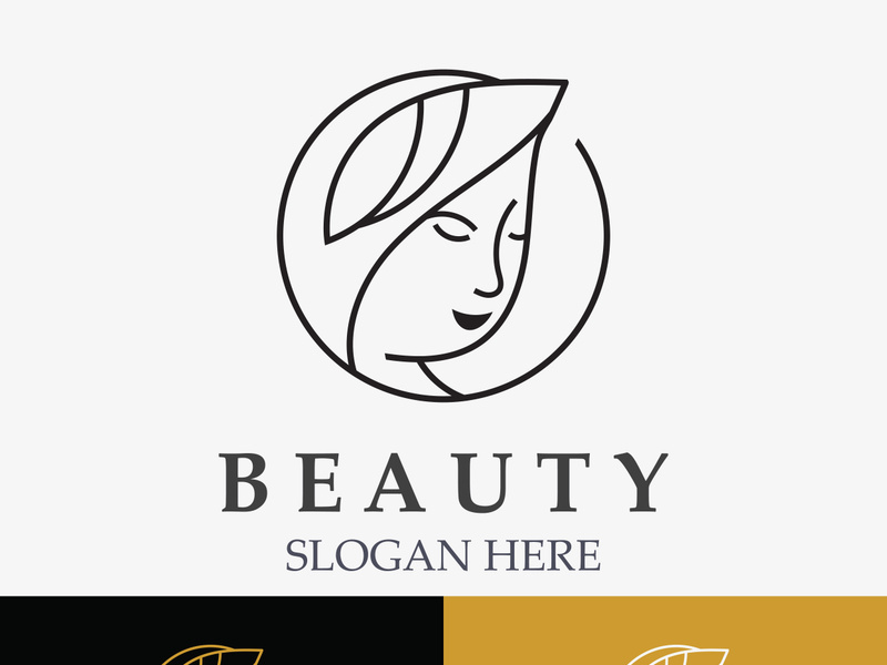 Woman Beauty care logo. Nature face saloon and spa design flat vector