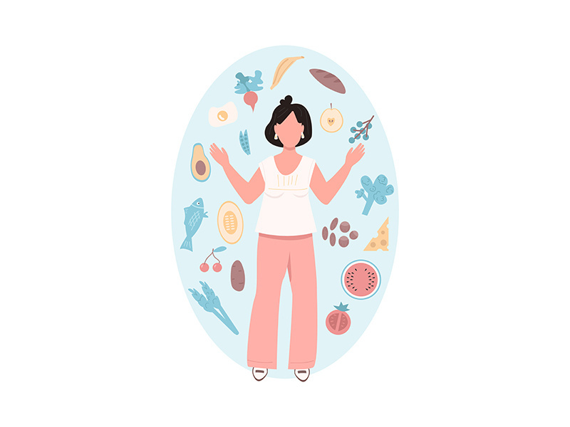 Healthy woman flat color vector faceless character