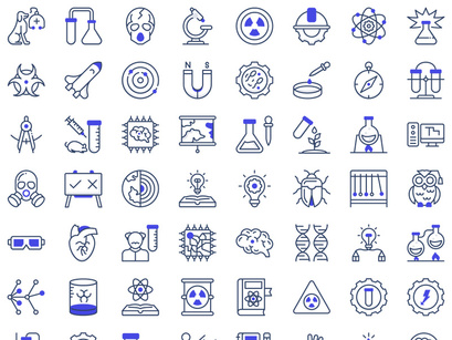 70 Set of Science Experiments Colored Vectors Icons