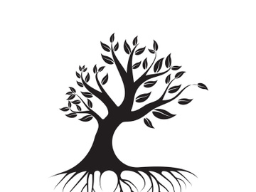 Root Leaf Family Tree of Life Oak Banyan Maple Stamp Seal Emblem Label logo design vector preview picture