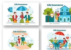 12 Life Insurance Vector Illustration