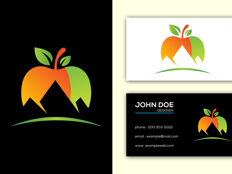 Apple and Mountain logo sign symbol in flat style