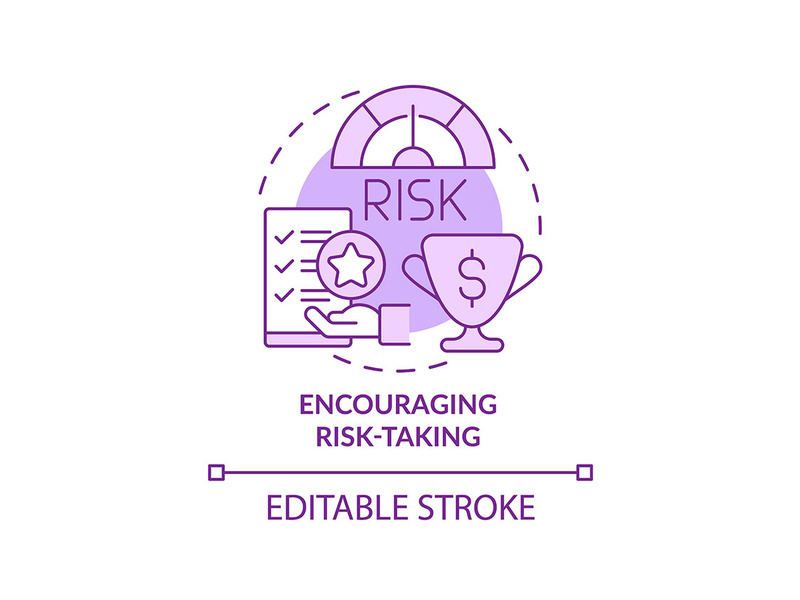 Encouraging risk-taking purple concept icon
