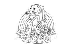 Mermaid fountain statue water splash vector illustration