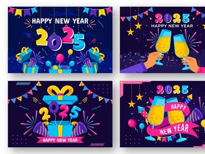 12 Happy New Year 2025 Illustration