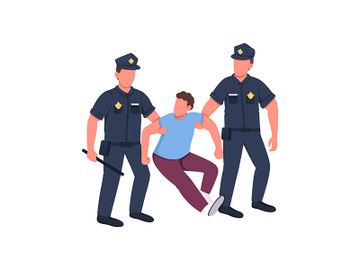 Police arresting criminal flat color vector faceless characters preview picture