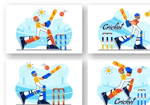 10 Cricket Player Illustration