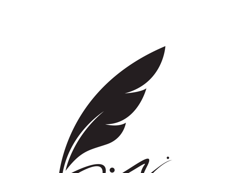 Feather quill design icon and logo illustration classic stationery