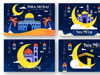 12 Isra Mi'raj Vector Illustration