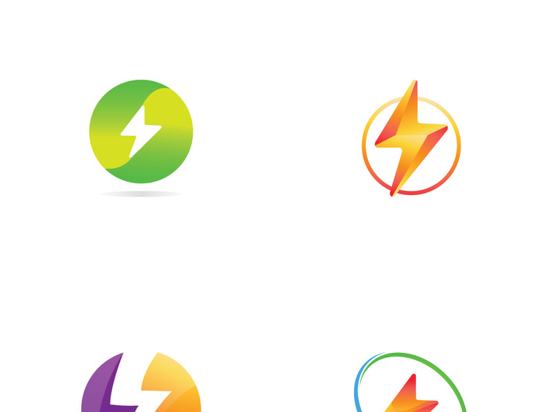 Colorful electric lightning logo design.