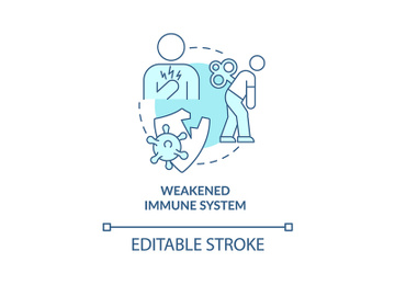 Weakened immune system blue concept icon preview picture