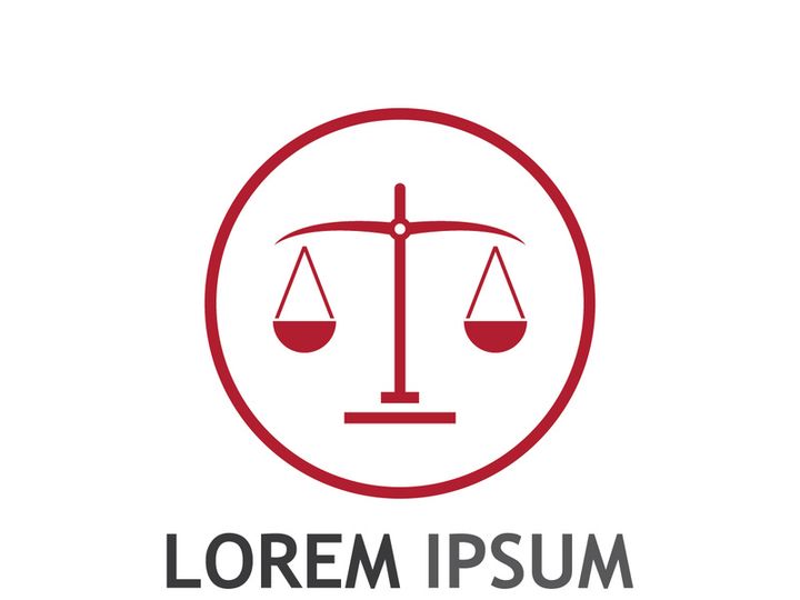 Law firm logo with scales.