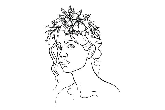 Line Art Flower Drawing Women