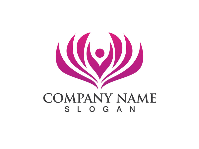 People yoga health in lotus flower logo