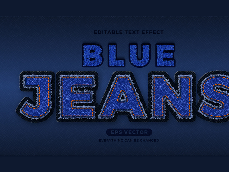 Blue Jeans editable text effect style vector