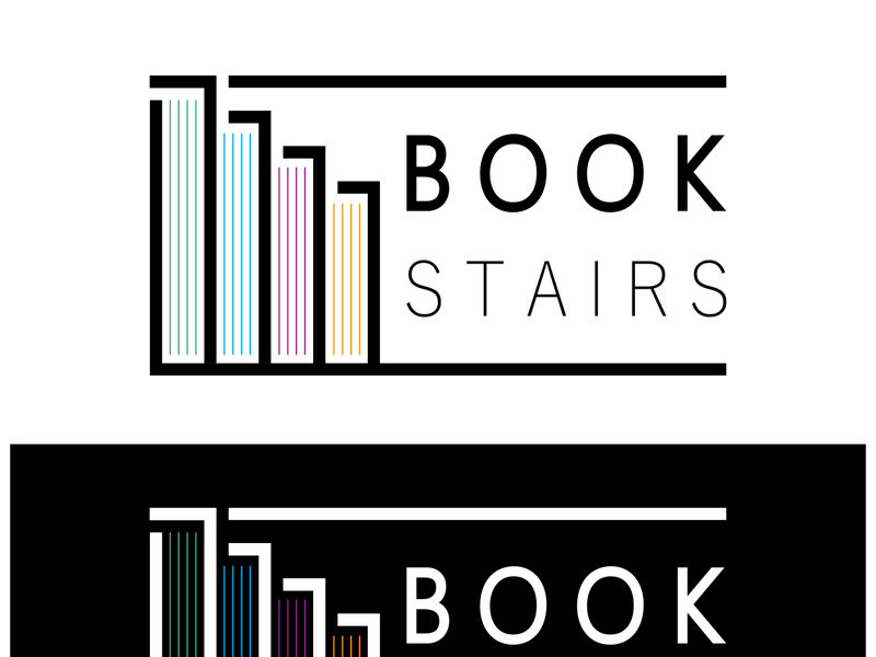 book stairs logo, or library for bookstores, book companies, publishers, encyclopedias, libraries, education, digital books, vectors