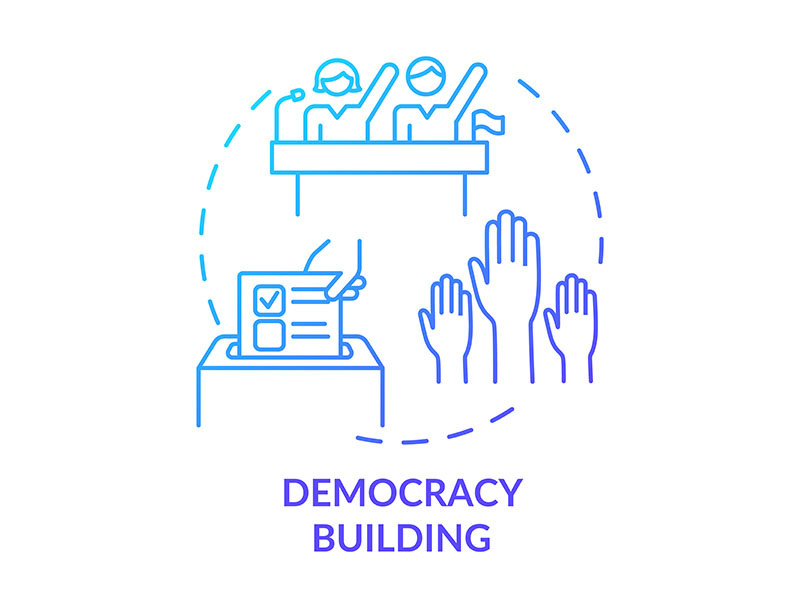 Democracy building blue gradient concept icon