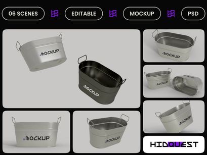Oval Metal Bucket Mockup