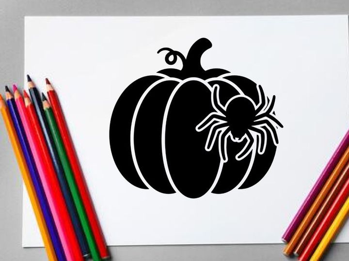 Black and White Pumpkin with Spider for Halloween Decor
