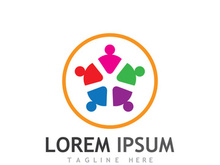 Community of people logo design with creative idea.