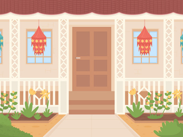 Diwali decorated house flat color vector illustration preview picture