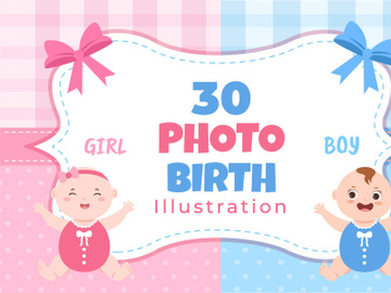 30 Birth Photo is it a Boy and Girl Cartoon Illustration preview picture