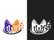 Digital book logo technology vector icon design