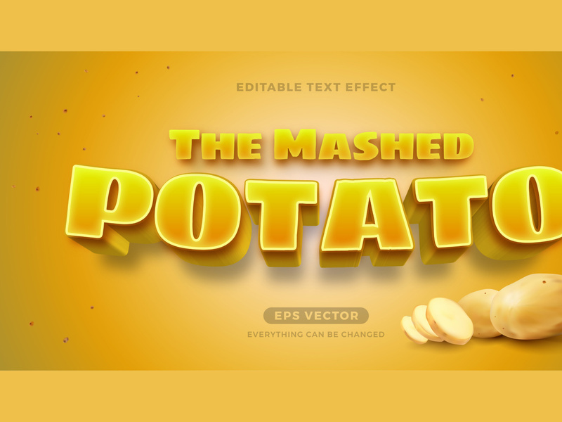 Potato editable text effect style vector