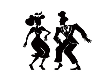 Swing dance couple black silhouette vector illustration preview picture