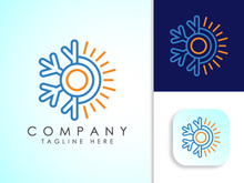 Air conditioner logo sign symbol. Hot and cold symbol